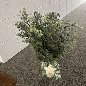 RAZ Imports Fake Frosted Glittery Tree With Star And Ribbon